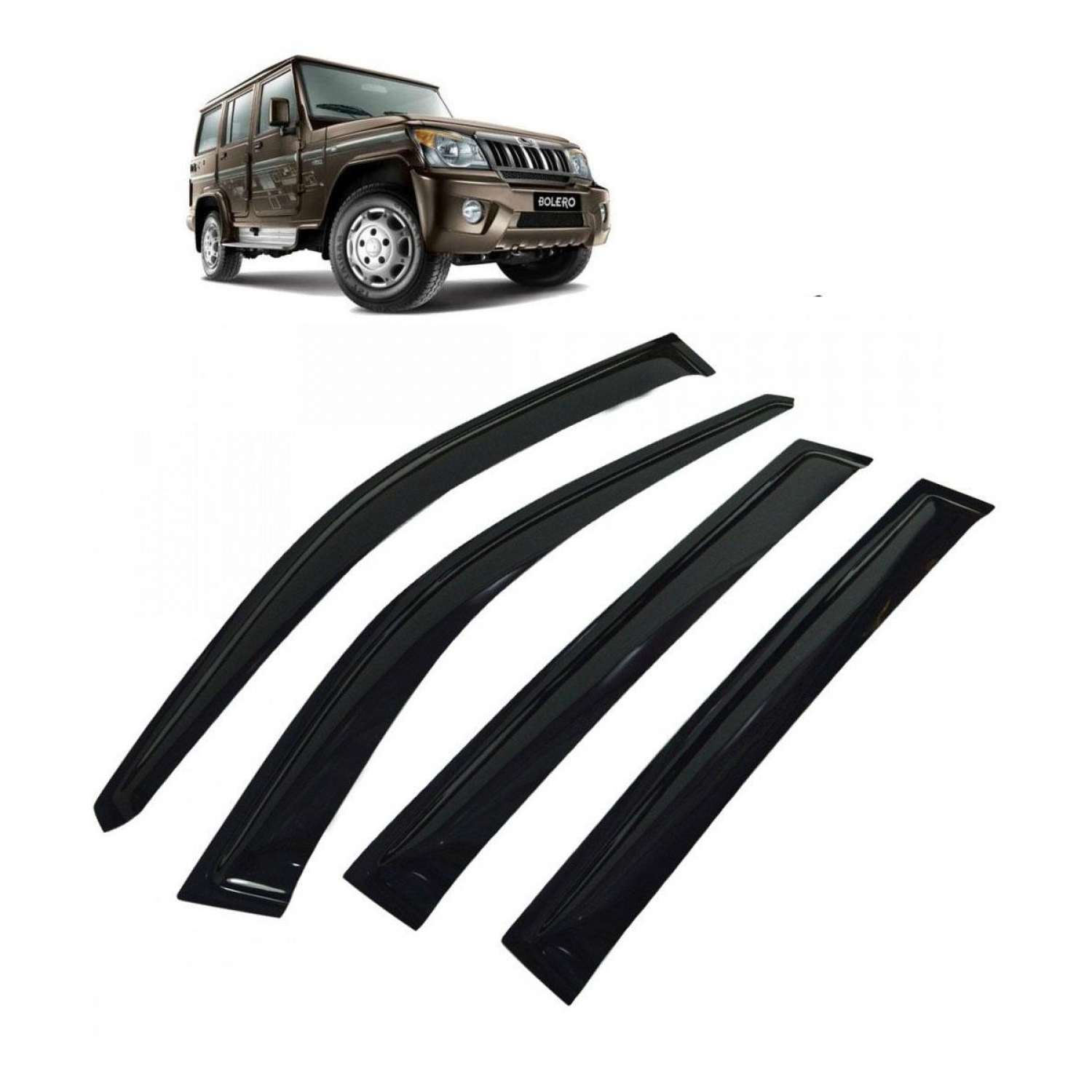 Car Window Door Visor For Mahindra Bolero Set Of 6 Black
